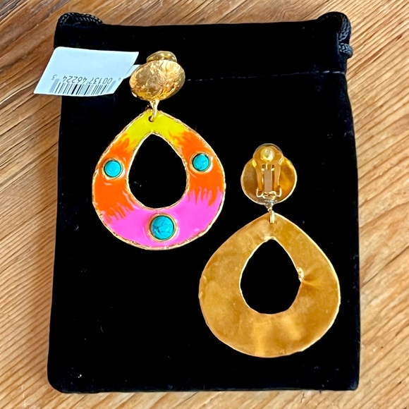 🌺🎉HP🎉🌺 NWT Sylvia Toledano Thalita Turquoise Hoop Earrings - Picture 9 of 15